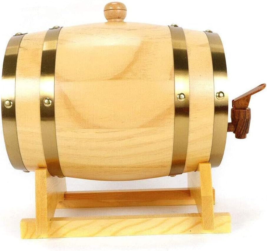 3L Oak Beer Barrel Mini Household Wine Keg Wooden Dispenser Beer Brewing Equipment for Beer Wine Whiskey Tequila Rum Hot Sauce