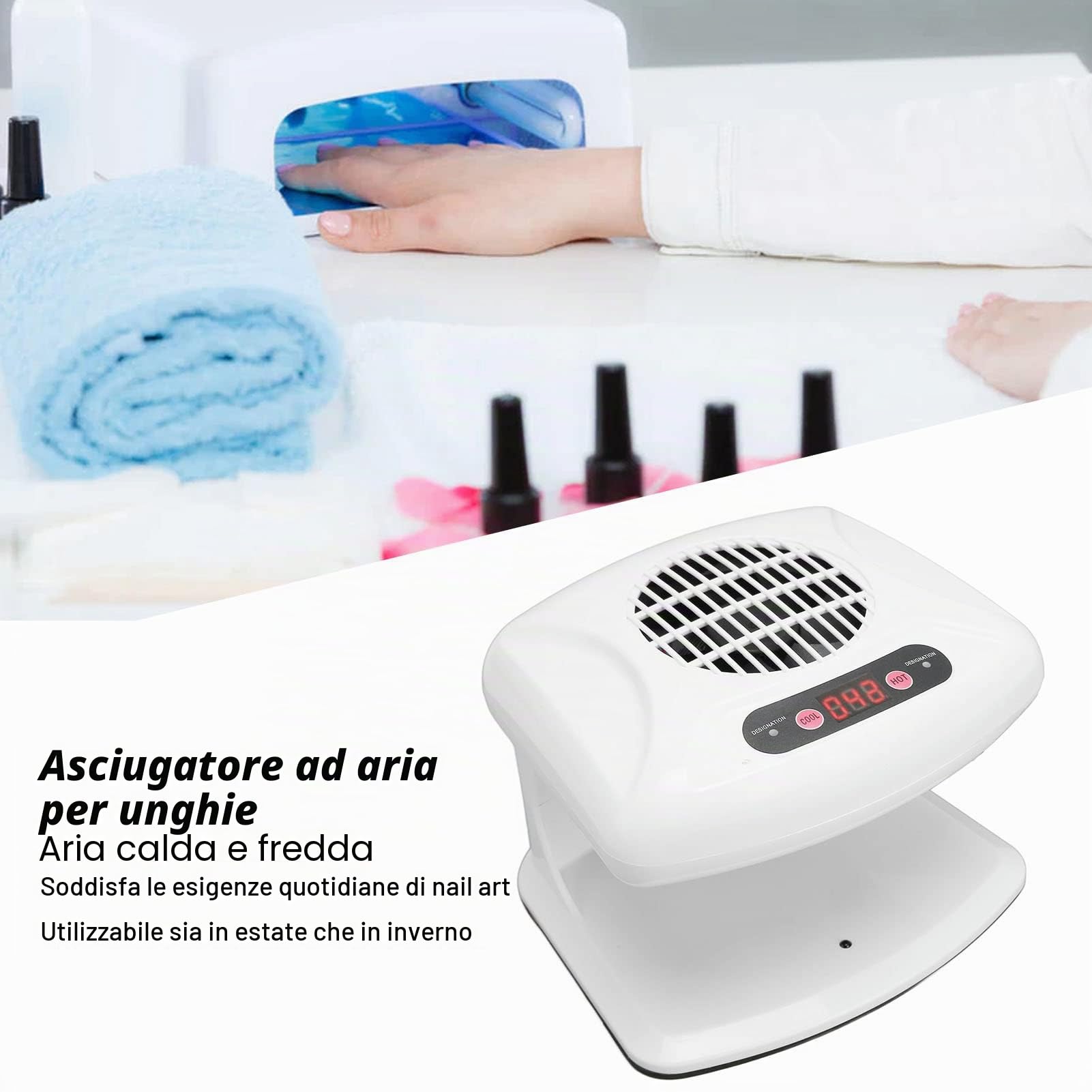 Dispositivo per Asciugare lo Smalto, Asciuga Unghie per Smalto Normale, Dispositivo per Asciugare lo Smalto, Essiccatore per Smalto, Sensore Automatico, per Manicure, (Spina