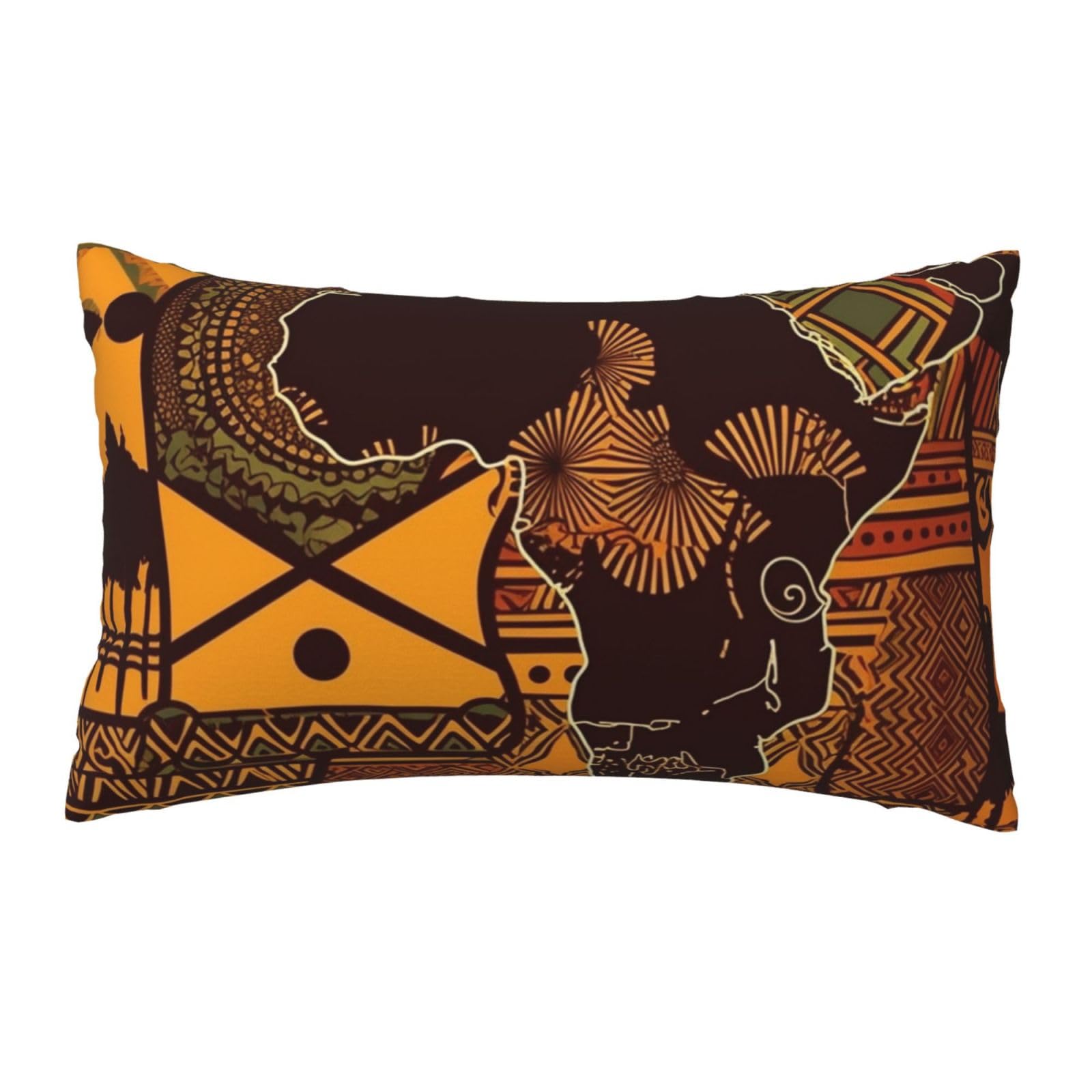 FodPand Luxury Velvet Pillow Cases 12 x 20 inch Super Soft Decorative Throw Pillow Covers - African Map Ethnic Pattern Pillowcases Modern Lumbar Cushion Cases for Couch Sofa Bed Pillow Shams