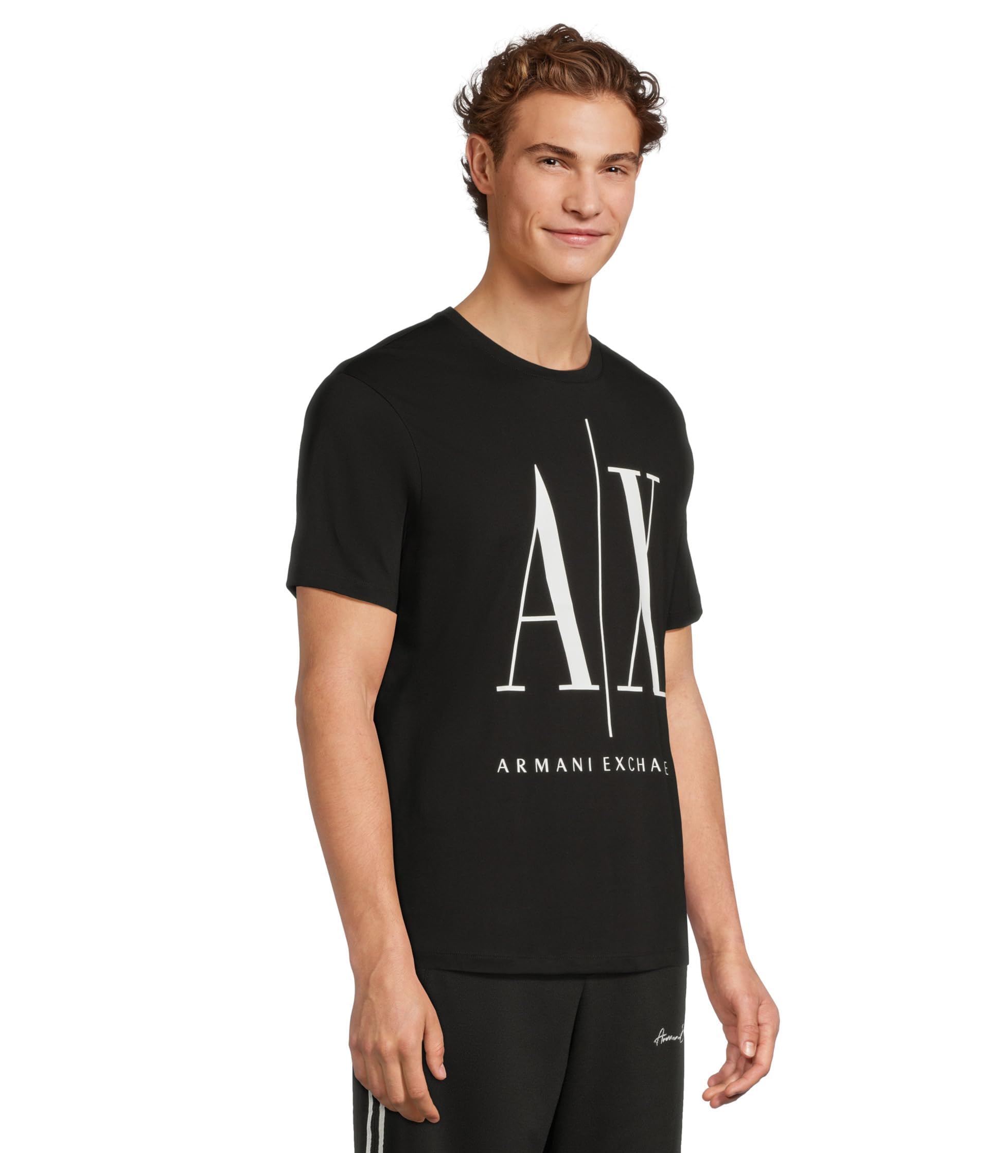 Armani Exchange Męska koszulka z nadrukiem ikony, Czarny, XL