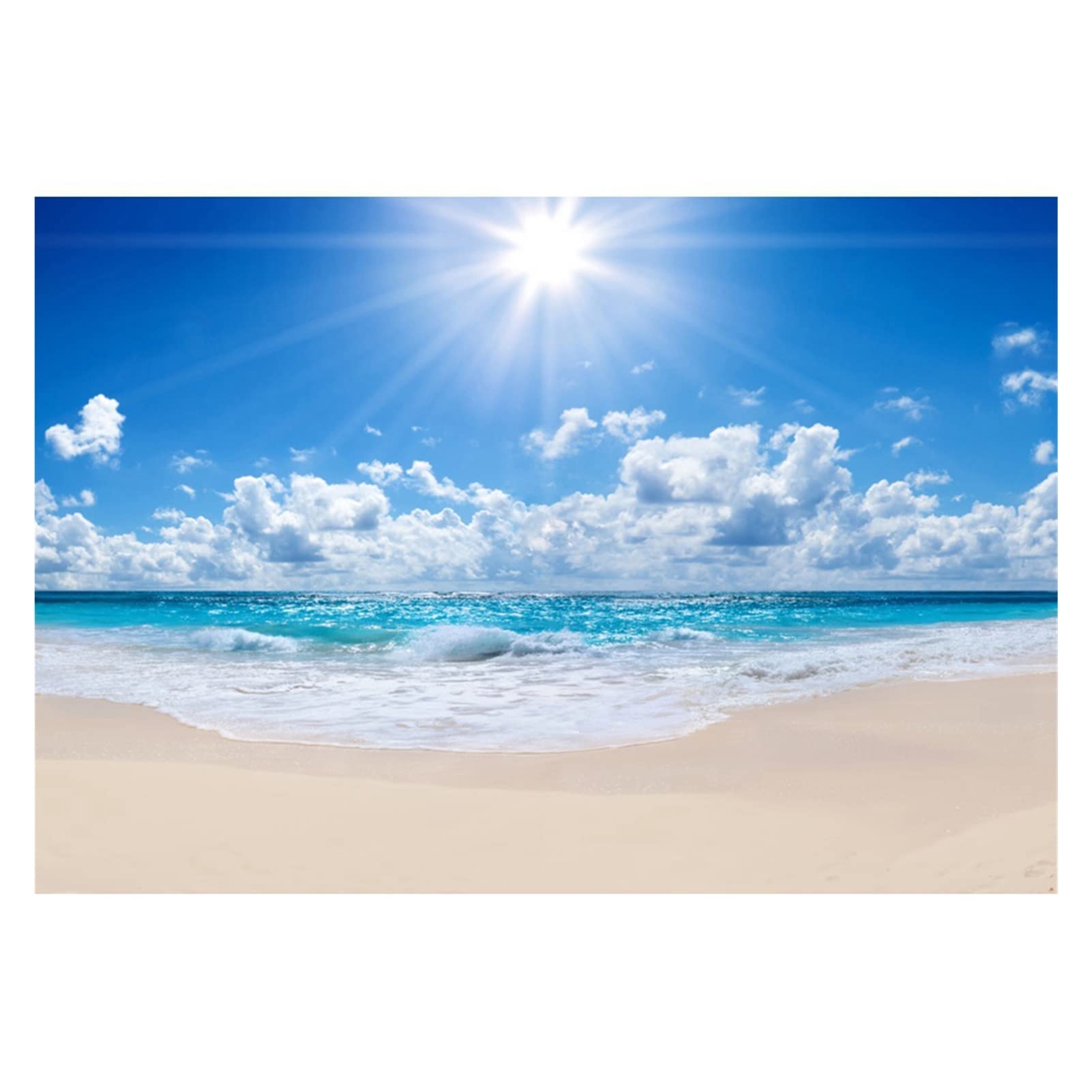 Amazon.co.jp: MQINM 海の景色の背景夏の海のビーチの砂の曇り青い空