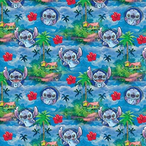 Springs Creative Lilo Stitch Hawaiin Nights Cotton Fabric by The Yard