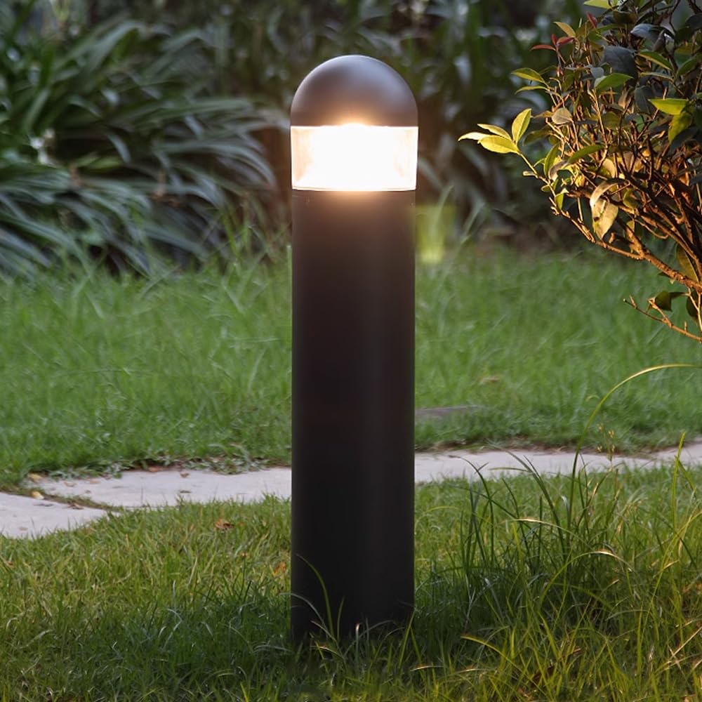 HELCEKOU Landscape Bollard Lights Outdoor IP65 Waterproof Pathway Light Cylindrical Path with Pc Shade Aluminum Rainproof for Courtyard Garden Driveway