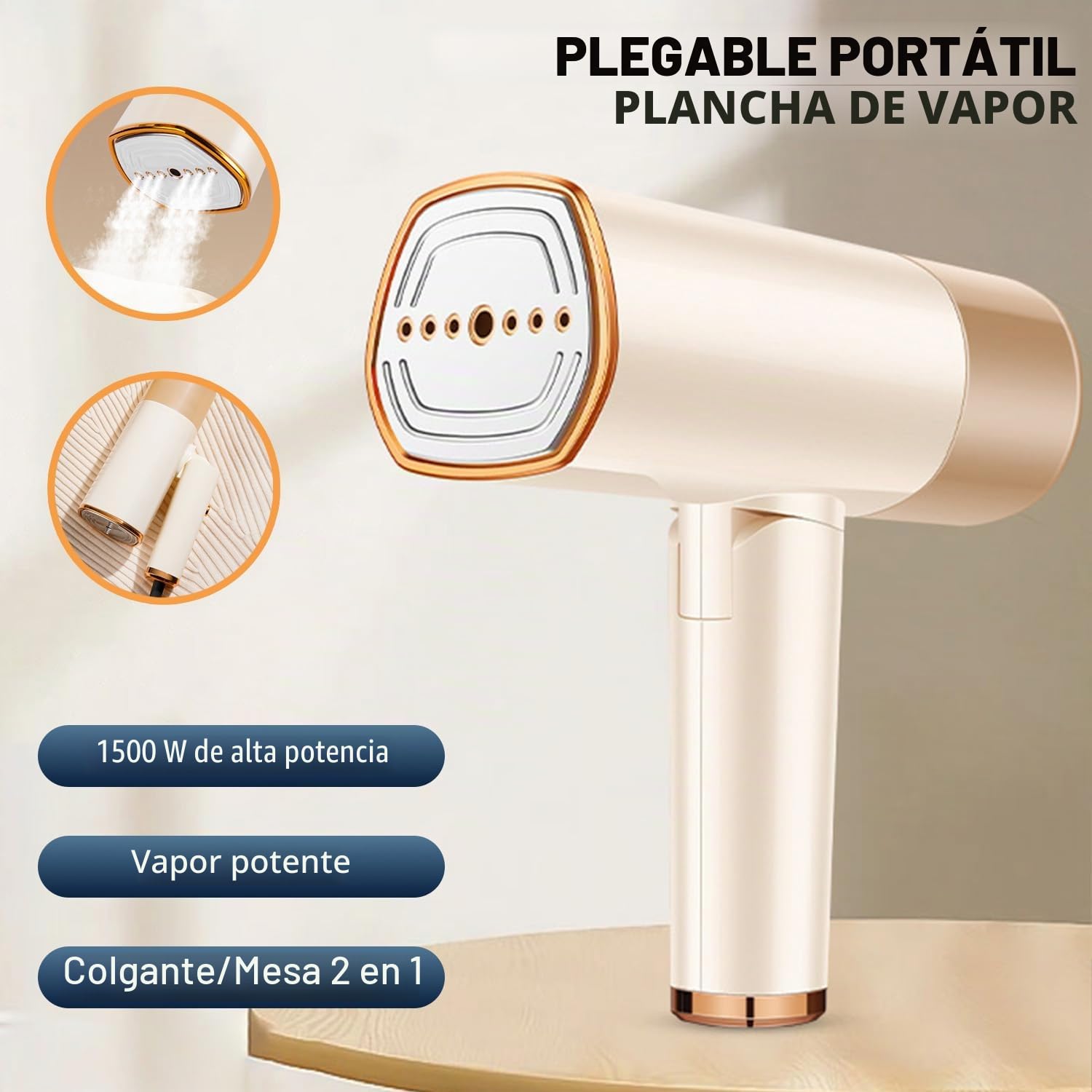 Vaporizador de Ropa Portátil, Vaporizador de Mano para Viaje para Eliminar Arrugas, Calentamiento Rápido en 20s, Vaporizador con Tanque de Agua Desmontable de 110ml para Hogar y Oficina