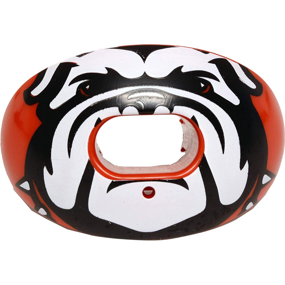 Battle Sports Oxygen - Protector bucal de fútbol con correa, flujo de aire superior y mejor rendimiento, máxima transpirabilidad, funciona con frenos, bulldog/rojo