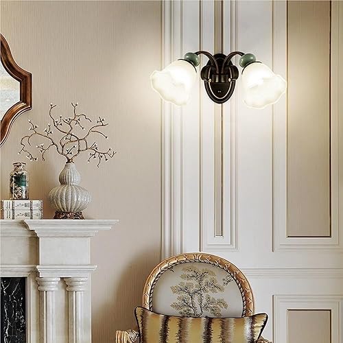 Miniatura 4 de Black Metal Retro Wall Light Glass Shade Hardwired Farmhouse Bedroom Bedside Light Fixture Indoor Hallway Living Room Sconce Vintage Edison Bulb