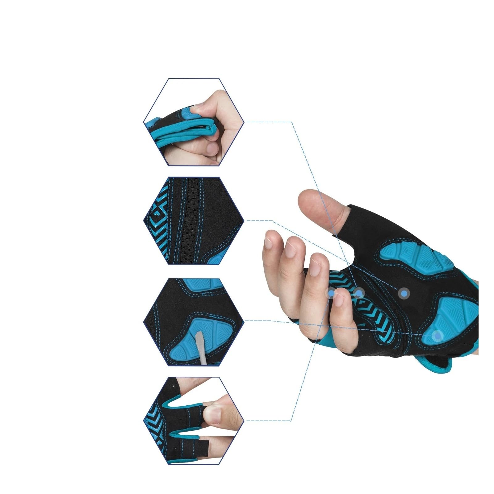 Generico Guanti da mountain bike Mezze Cuscinetti in gel di silicone 5 mm
