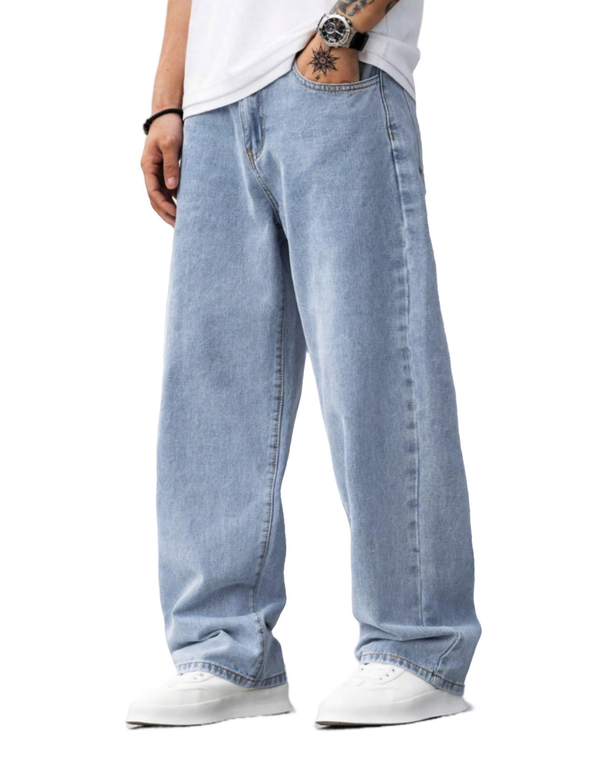 Baggy Jeans for Men Y2K Streetwear Vintage Wide Leg Loose Fit Denim Pants Hip Hop Skater Carpenter Jeans