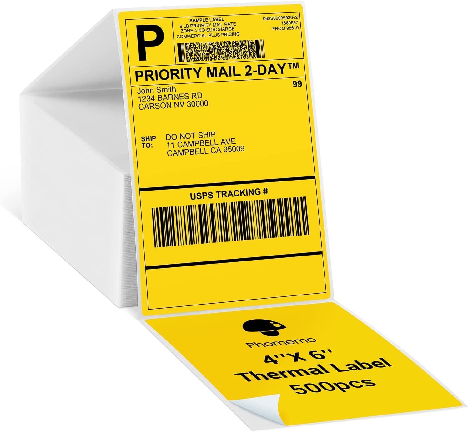 Buy Phomemo Yellow Shipping Labels 4X6'' Thermal Shipping Labels Fan