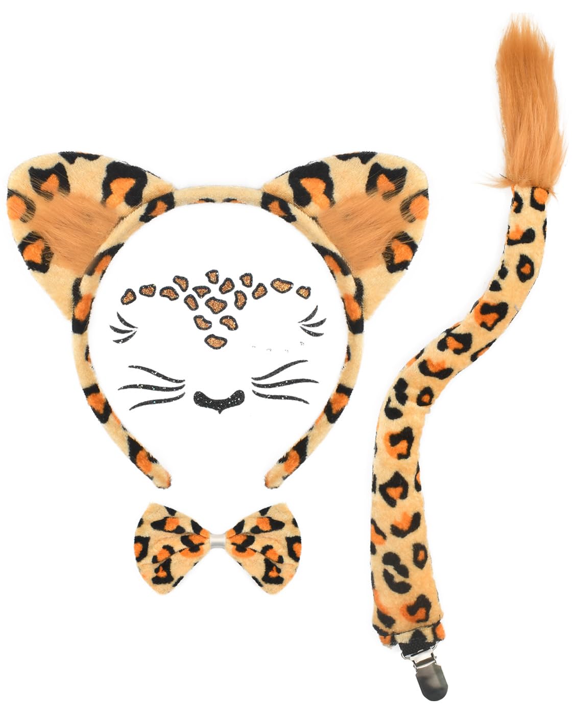 4 PCS Animal Ears and Tail Set for Kids and Adults-Halloween Christmas Theme Party Cosplay Animal Costume Accessory