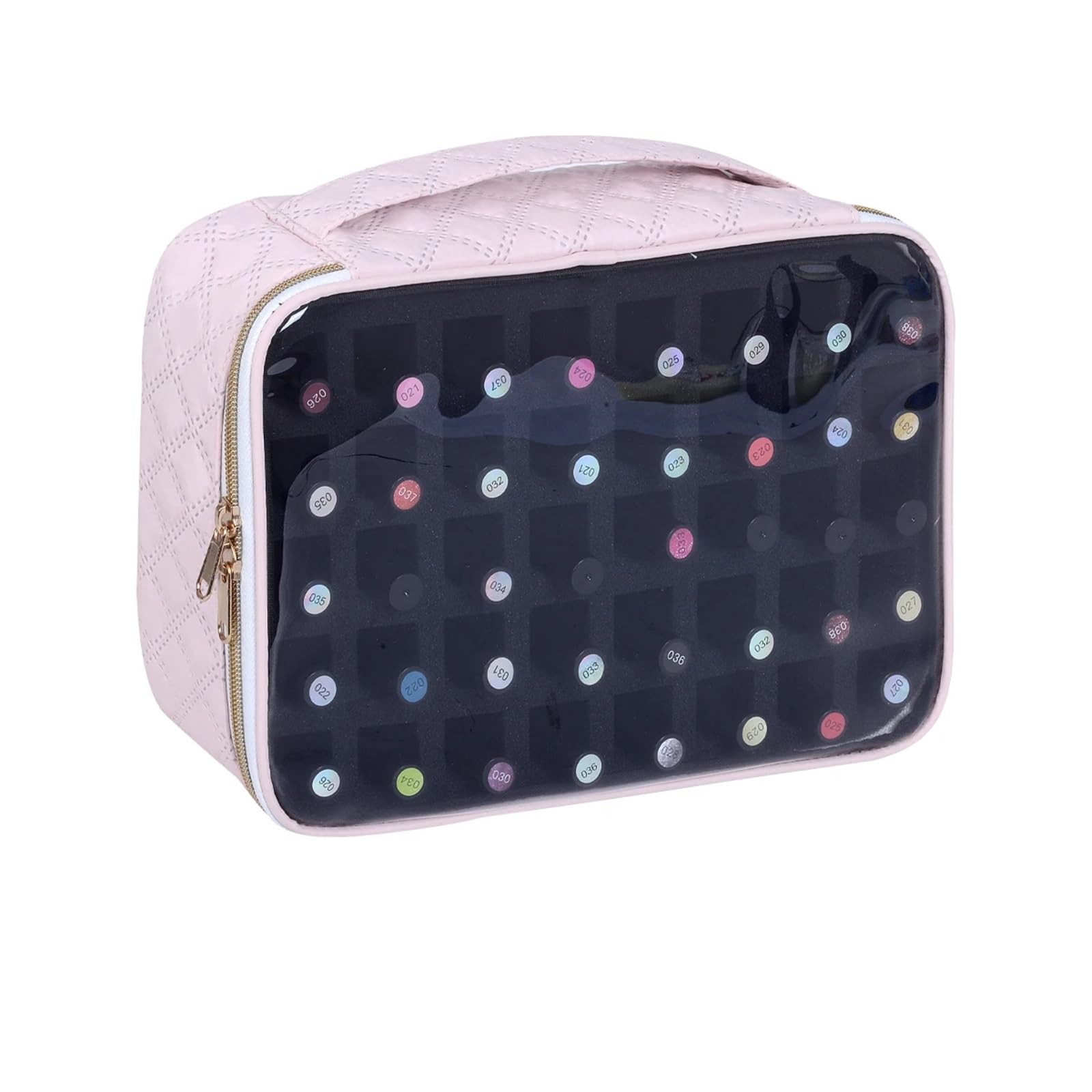 Rangement Onglerie,Rangement Vernis A Ongle 1 boîte de rangement transparente for vernis à ongles - Coffret voyage 40 flacons, en polyester et coton résistant, idéale les amateurs d'ongles(Pink)