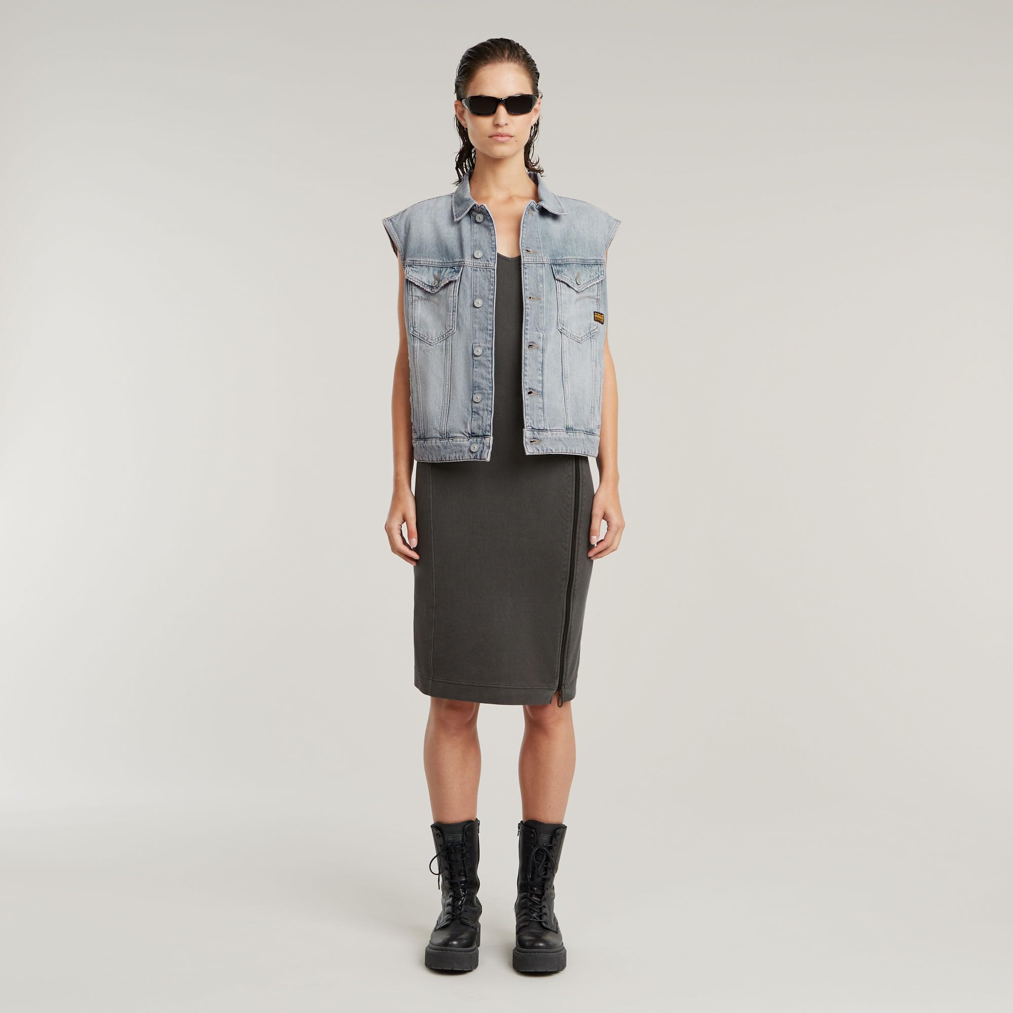 G-Star Mujer Overdyed Asymmetric Zip Dress