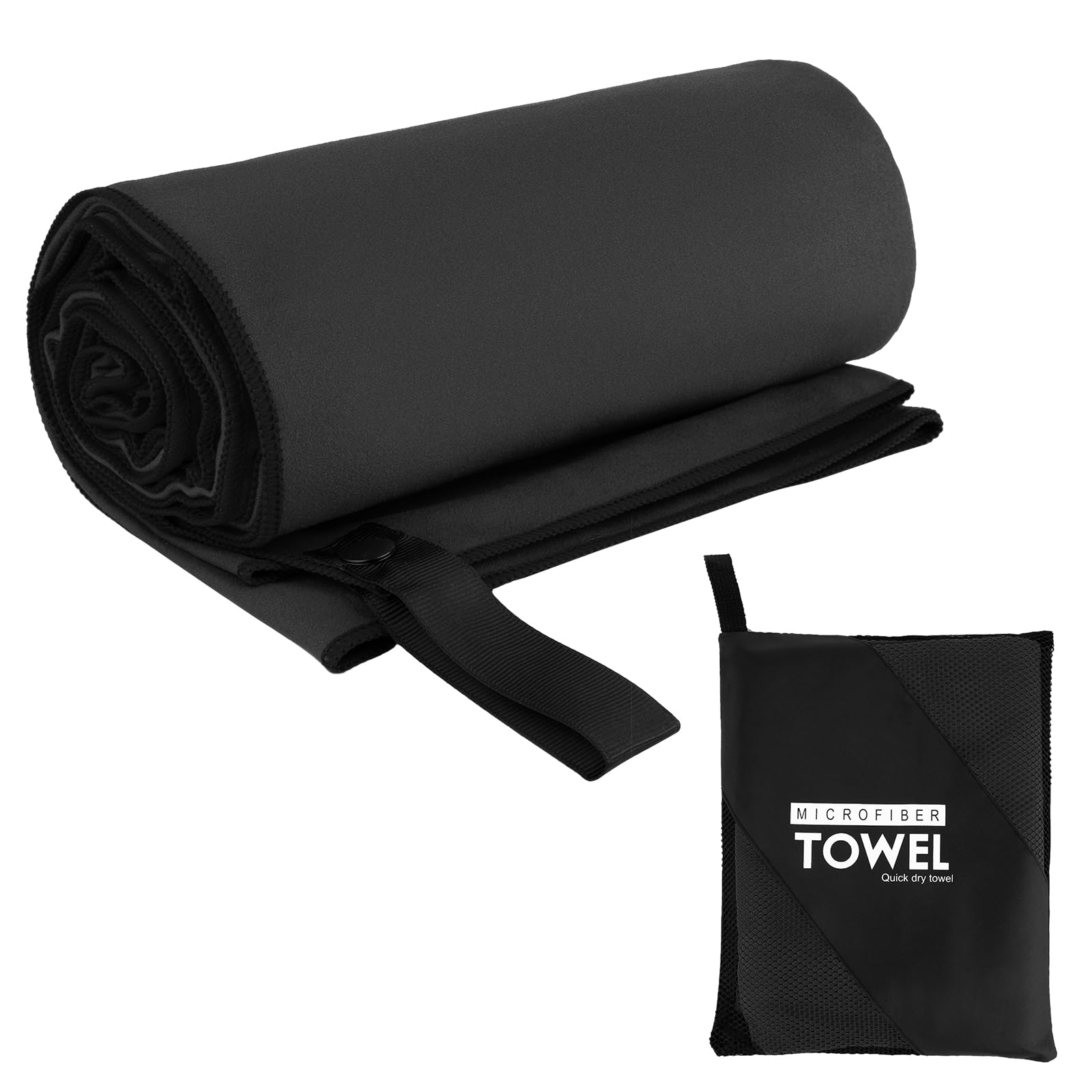 Muka Hot Yoga Mat Towel skidproof Yoga Mat Cover Microfiber Absorbent for Pilates, Black Beach Towels 72x32 Inch