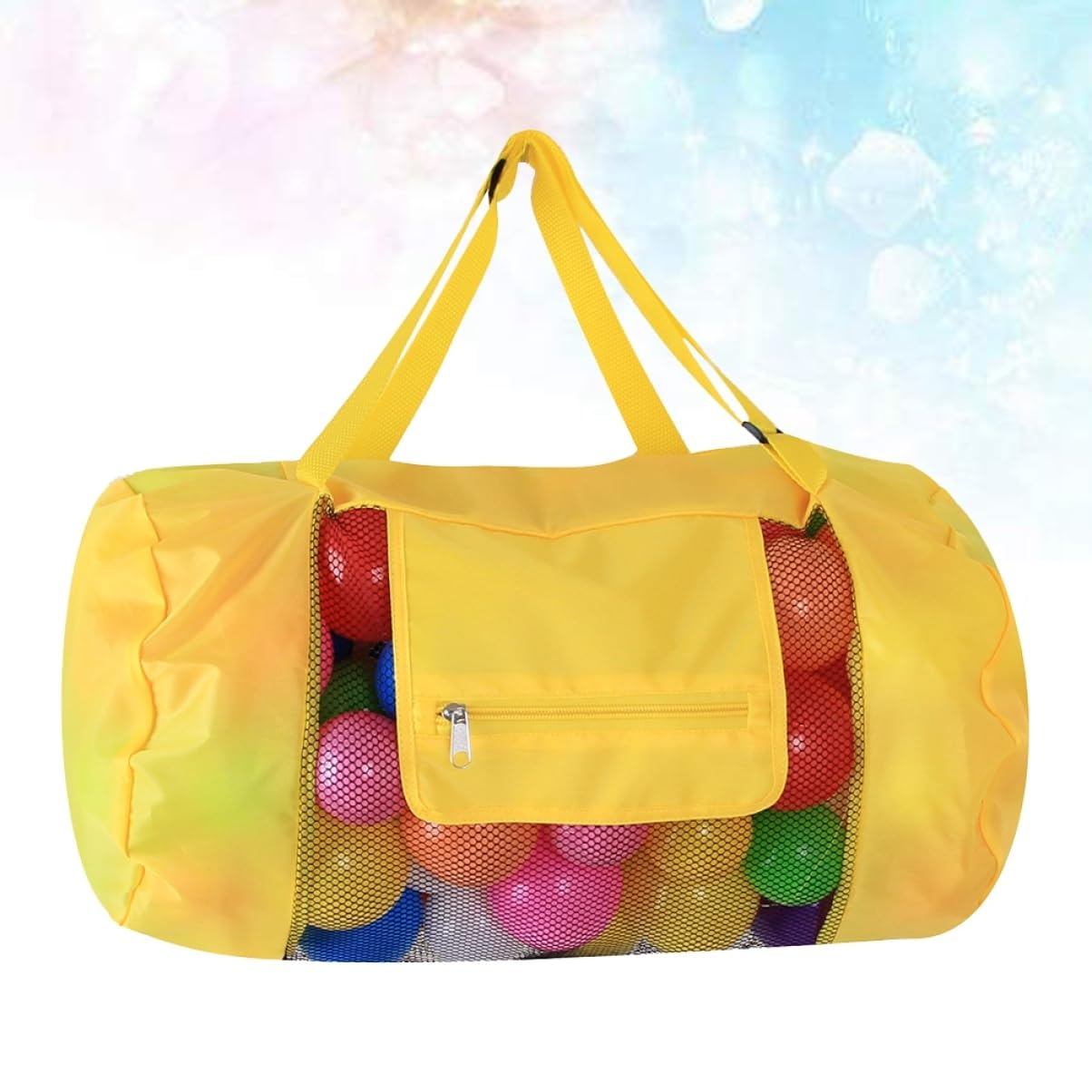 FOMIYES Portable Mesh Beach Backpack Tote Bag for Swim and Pool Yellow Shoulder Straps Sandproof Durable Mesh Construction for Beach Storage