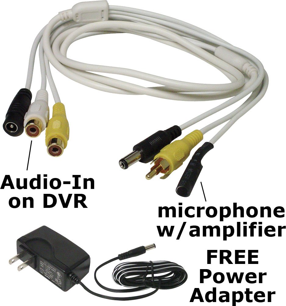 eSecure High Sensitive Preamp Microphone Kit for Security Audio Sound Voice Monitoring Recording with FREE power adapter