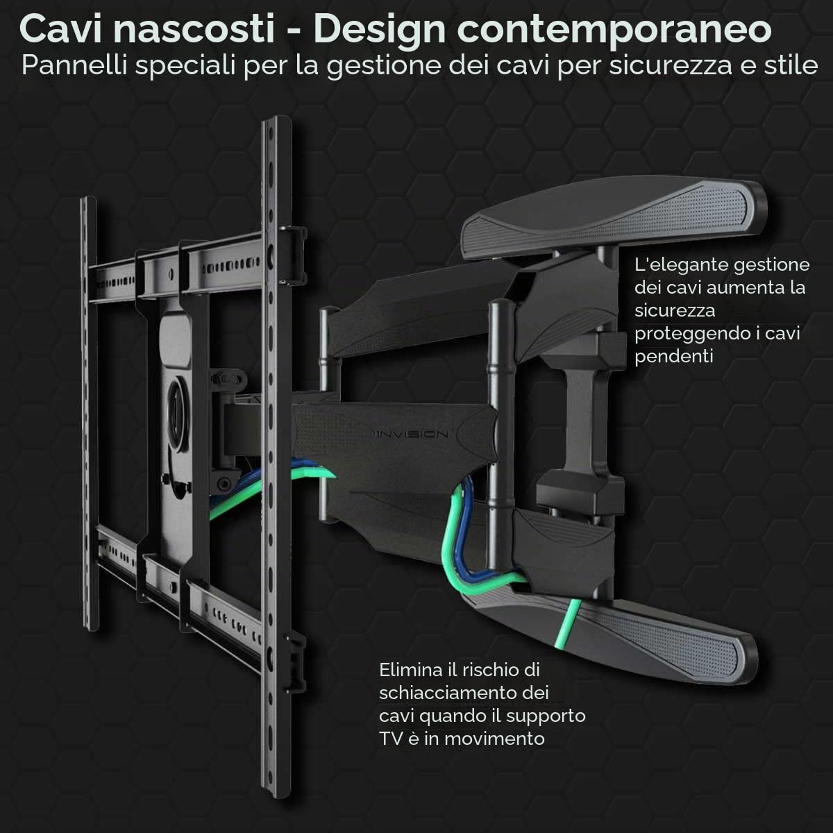 Invision Supporto TV Parete 37-75 Cali VESA 200x200-600x400mm Doppio Braccio Inclinazione Girevole Estensione 50kg