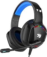 IMYB A36 Gaming Headset with Mic for PC PS5 PS4 Xbox Switch - Wired Over-Ear Stereo Noise Cancelling RGB Blue