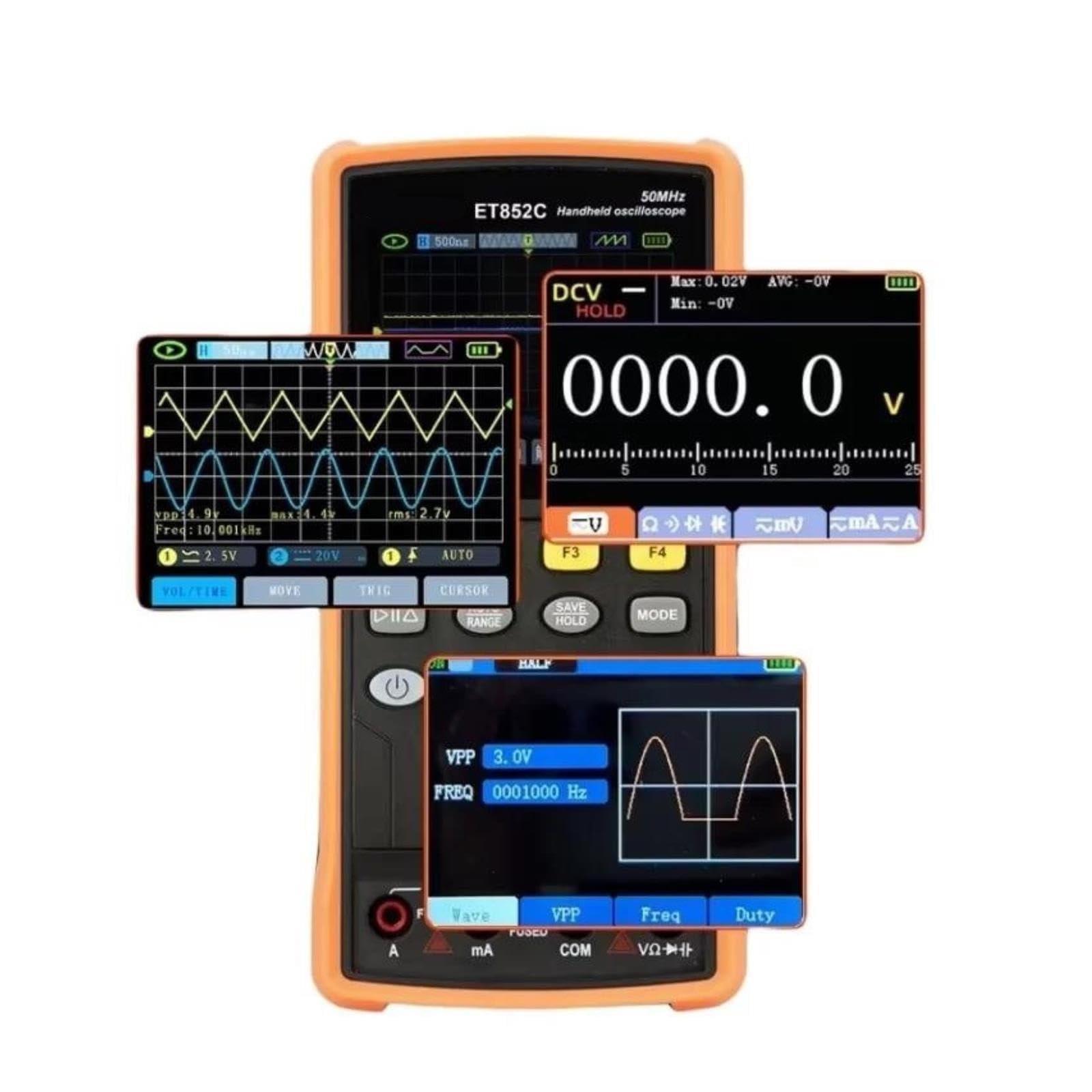 Osciloscopios, Generador de señal multímetro osciloscopio digital 2 canales 3 en 1 herramienta bricolaje portátil 50 MHz