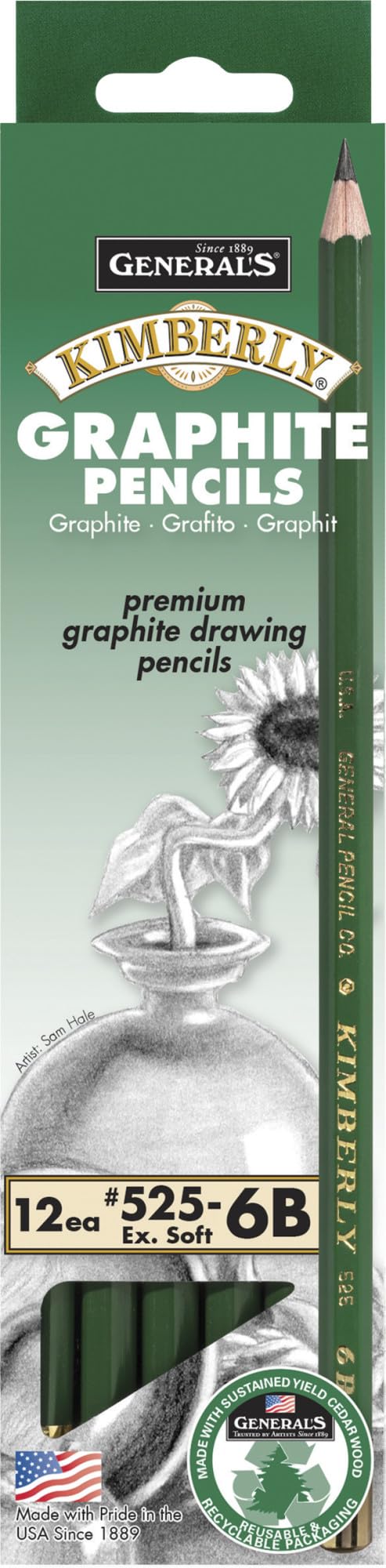 General's Kimberly Graphite Drawing Pencils, 6B Hardness, Pack of 12