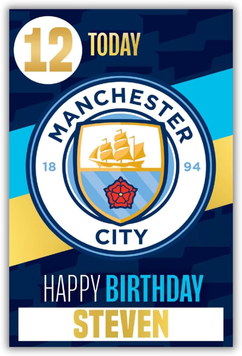 Man City birthday card: HWC Trading Haaland Birthday Card for Football Fans and Supporters