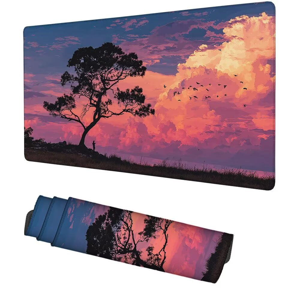 Tappetino Scrivania viola, Tappetino Gaming 1000x500x3mm Mouse Pad piante Tappeto Mouse, Accessori Gaming, Ufficio Accessori, Migliora la Precisione e la Velocità, per Ufficio e Casa f-489