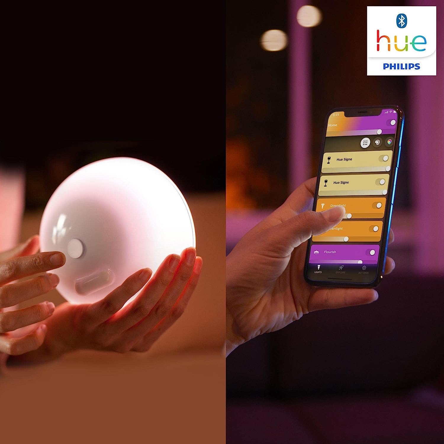 Philips Hue Go 2.0 Luz portátil inteligente con Bluetooth, funciona con Alexa y Google Assistant (paquete de 1)
