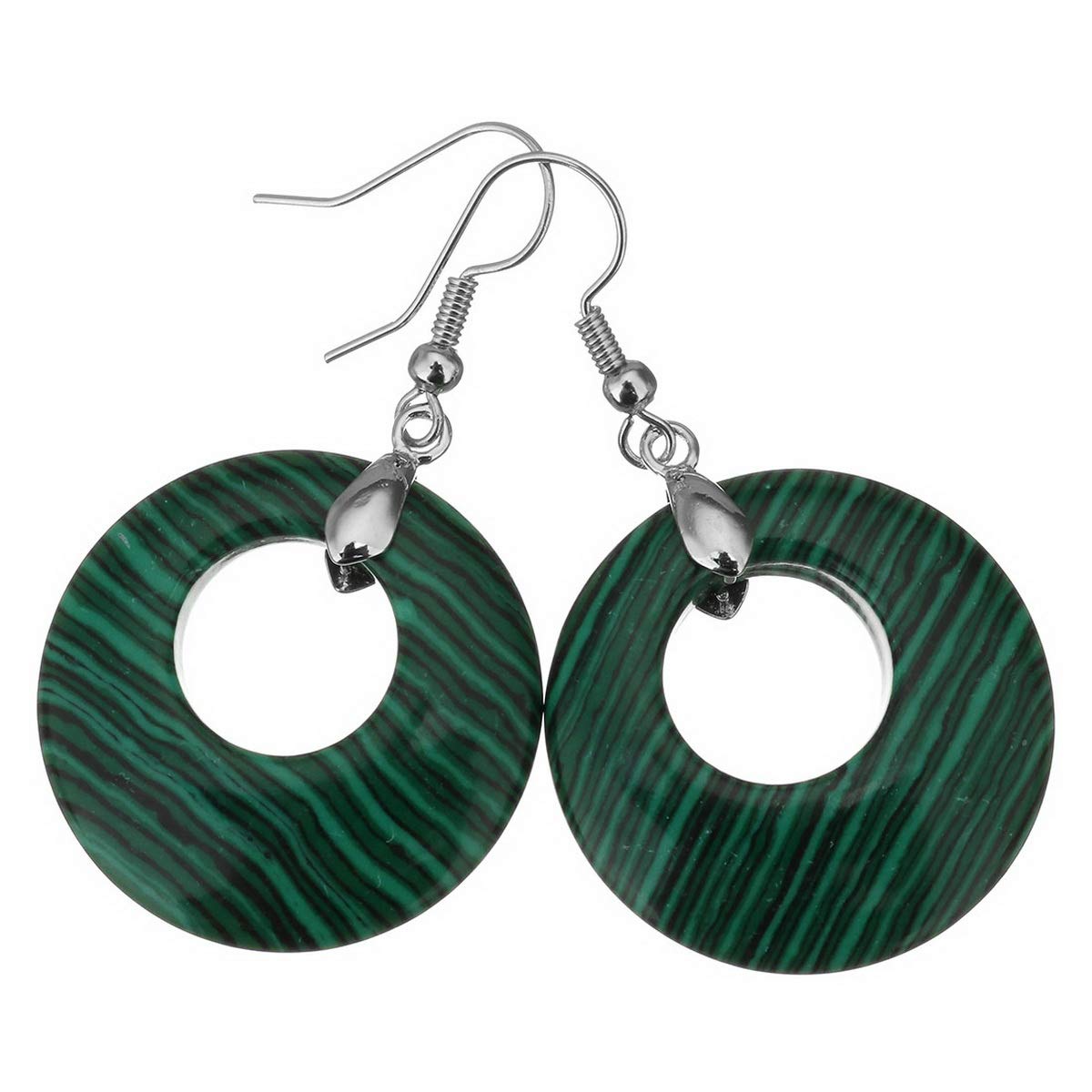 IDB Natural Gemstone Colorful Unity Dangling Earrings - Perfect for Complete and Eternal Love - Approx 2 inchDiameter