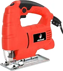 Victool Serra tico tico 800W com 6 Velocidades variáveis, Ângulo de inclinação 45°, 10 Peças de lâminas, Motor de cobre puro, Corte de madeira, metal e plástico