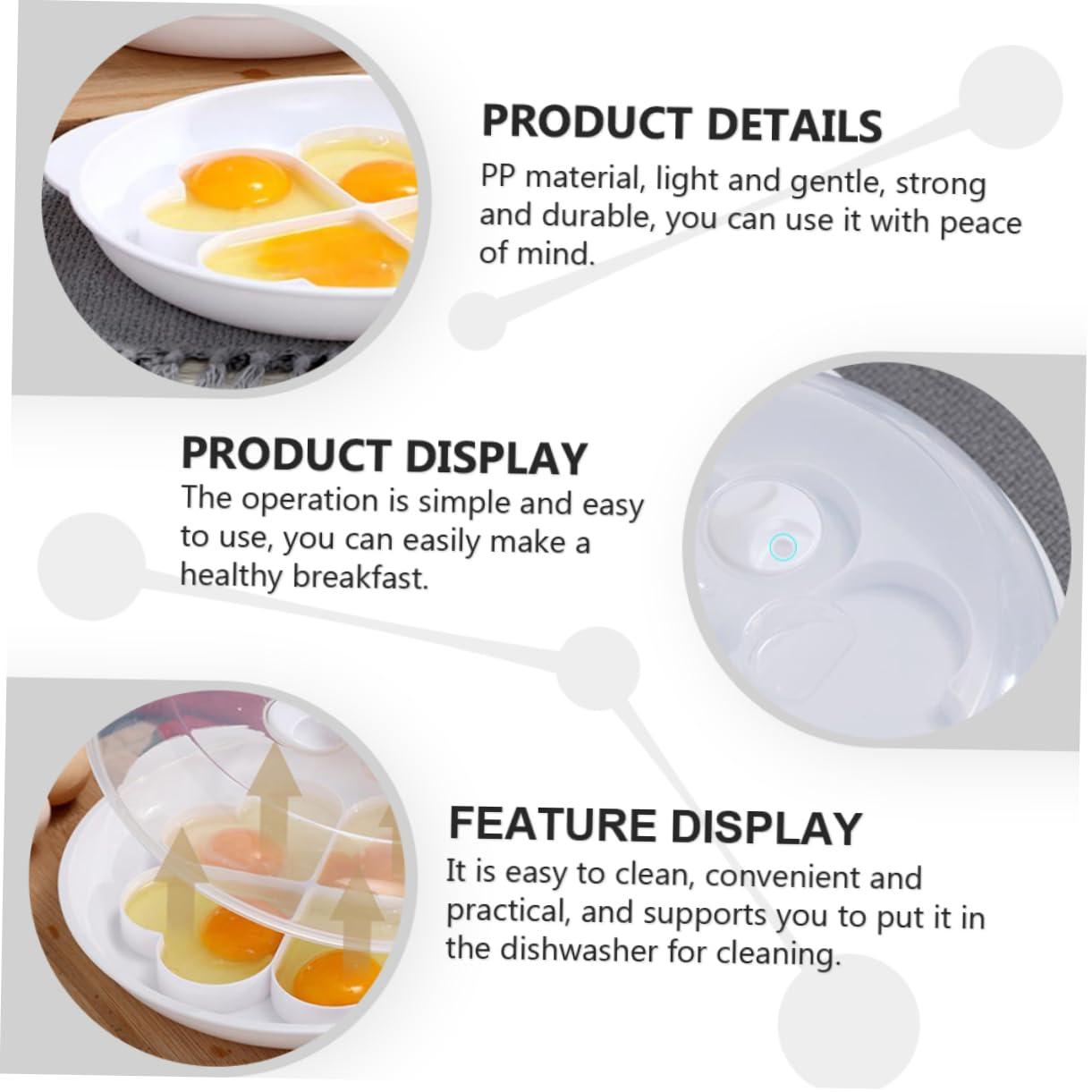 FUNOMOCYA Microwave Scrambled Egg Maker Electric Egg Cooker Pp Material Easy to Use