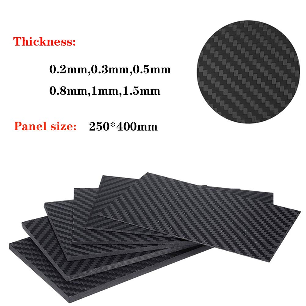 3K Carbonfaserplatten Composites Carbon-Platte 250x400mm Dicke (0,2-1,5mm) Twill-Webart, Mattes Finish,250x400mm,0.2mm