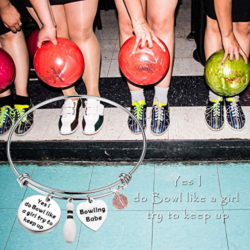 MAOFAED Bowling Ball Lover Gift Bowling Pin Charm Bracelet Bowling Coach Jewelry Bowling Gift for Bowling Players4