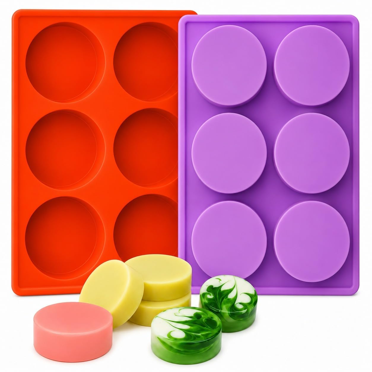 Large Round Silicone Molds for Soap, 6-Cavity Cylinder Mould, Non-Stick Soap Pan - Oval Shaped Soap Mold & More - Soap Mold for Making Handmade Soap, Bath Bomb, Soap Bars, Lotion Bar-image-15