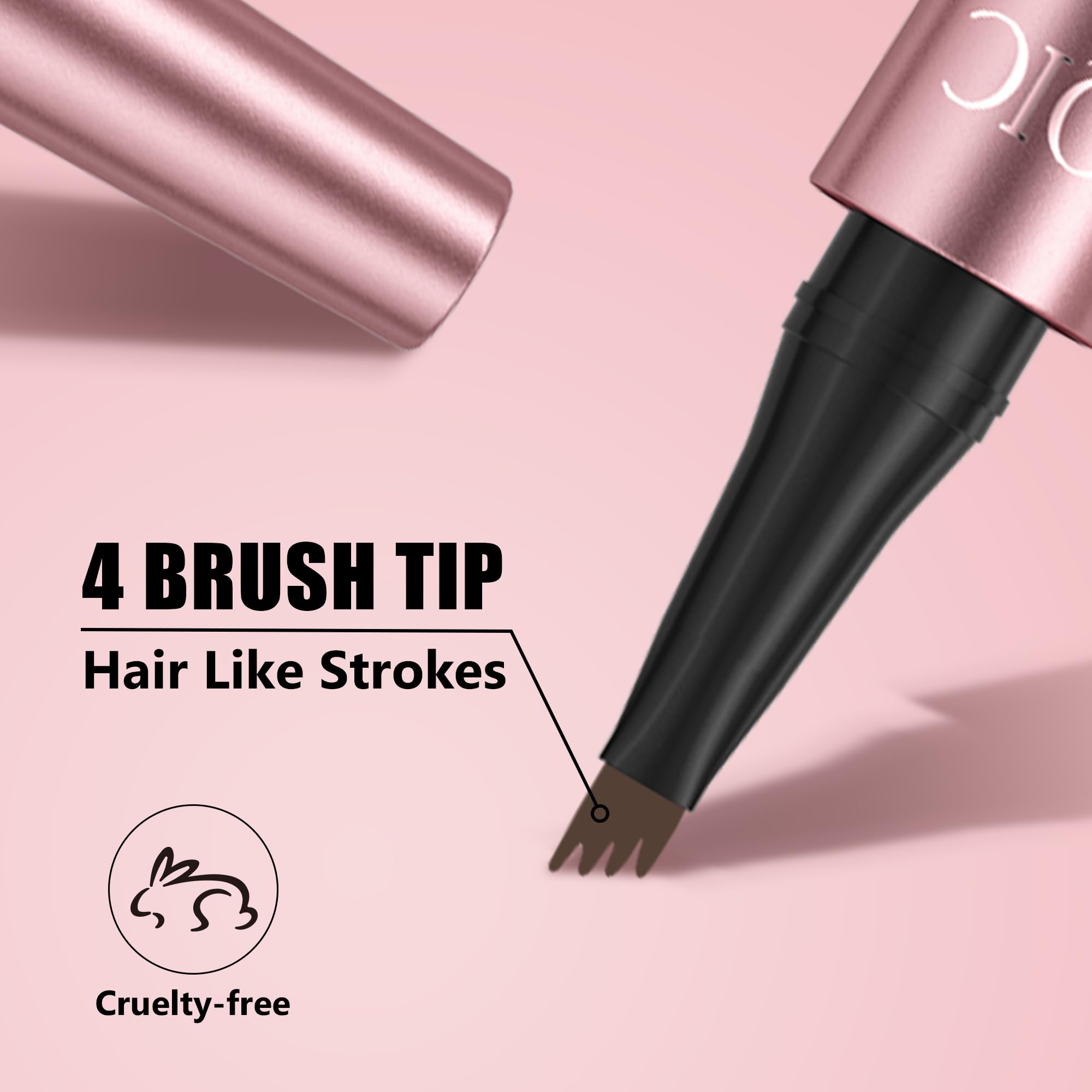 QIC Penna Sopracciglia, Effetto Pelo Matita Sopracciglia Impermeabile & No Transfer, Lunga Durata Up to 12H Matita Sopracciglia Microblading, Cruelty-Free (06 Black Brown)