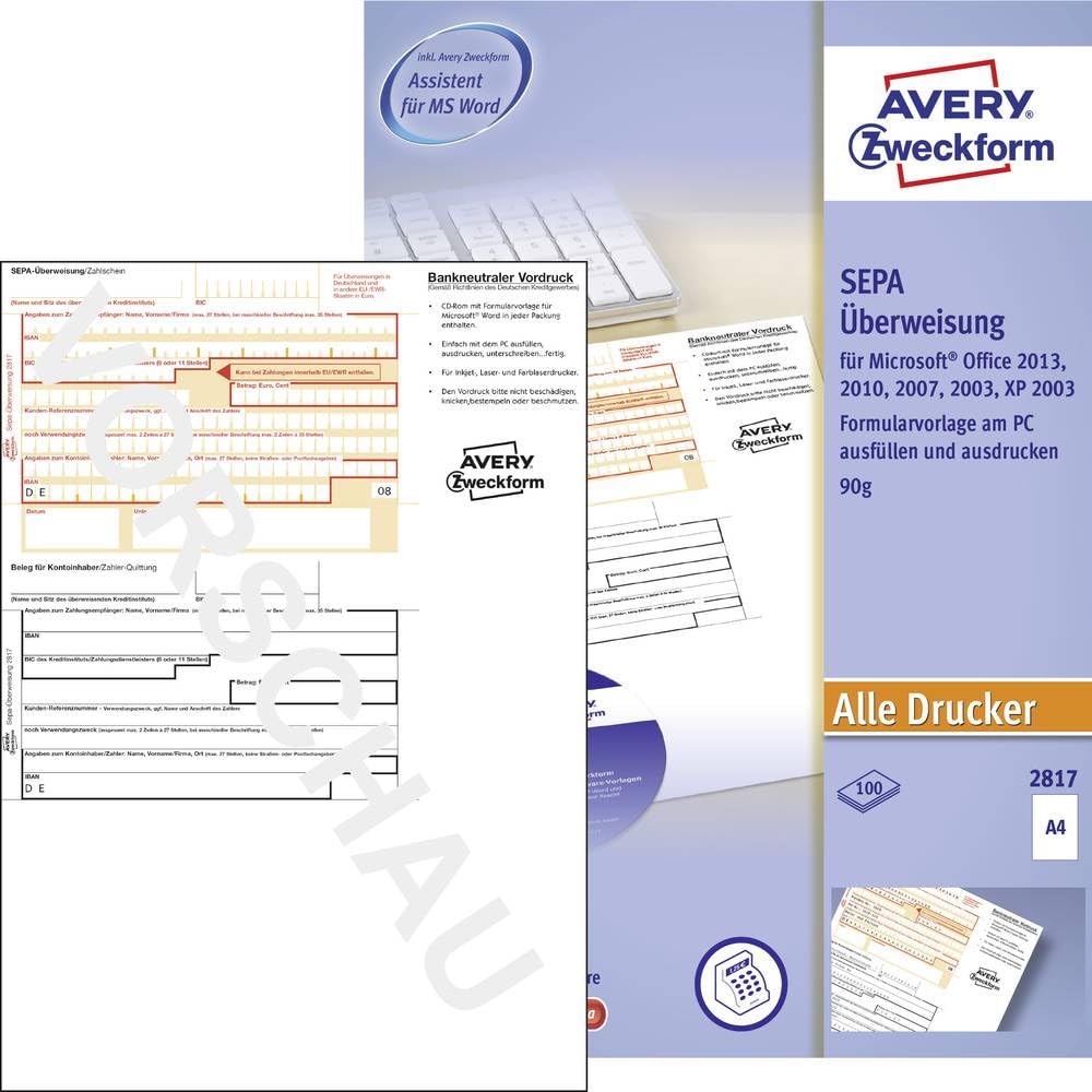 Avery-Zweckform 2817 SEPA Bank transfer form A4 100 sheets