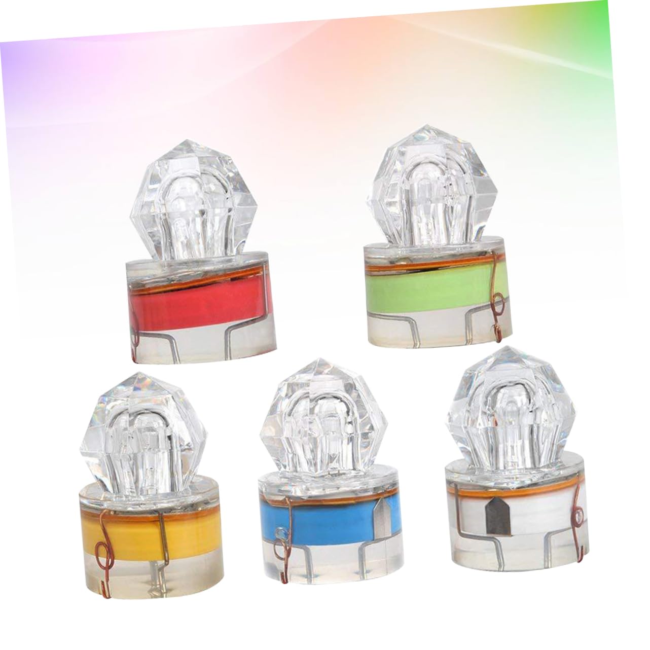 VINTORKY 1set LED Underwater Fishing Light Night Lure with Red Blue White Green and Colorful Options for Deep Sea Lake and River Fishing 5pcs