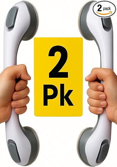 2 Pack Grab Bars for Bathtubs and Showers,Shower Handles for Elderly Seniors bar Bars Safety Elderly Suction 500 lbs Cup and Walls bathtubs Handicap Heavy Duty Grabbers Wall