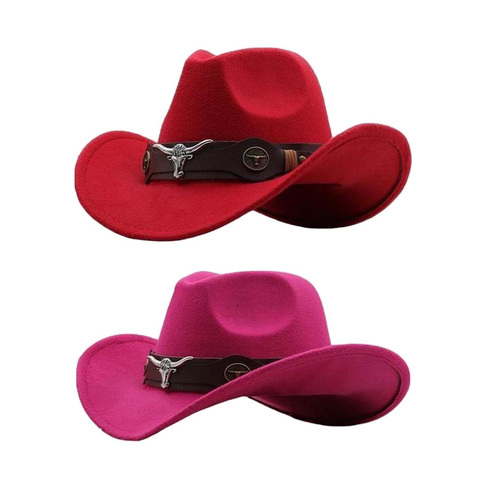 Merishopp 2pcs Cowgirl Hat Breathable Casual Cowboy Hat for Women Men Pink Red | Clothing, Shoes & Accessories | Womens Accessories | Hats-picture-38