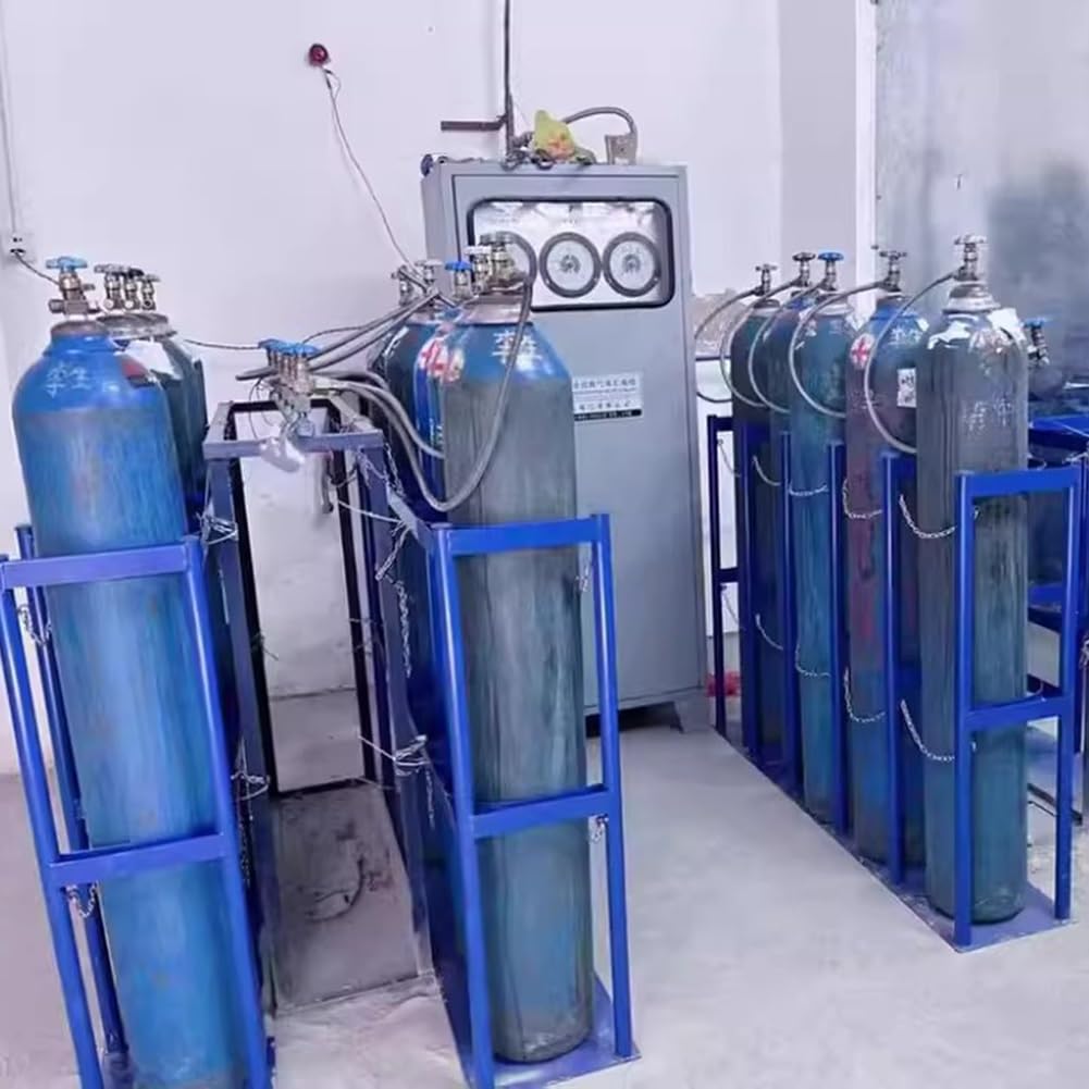 Estante de cilindro de gas con cadenas de seguridad dobles, organizador de carrito cilíndrico resistente para taller, hospital, laboratorio