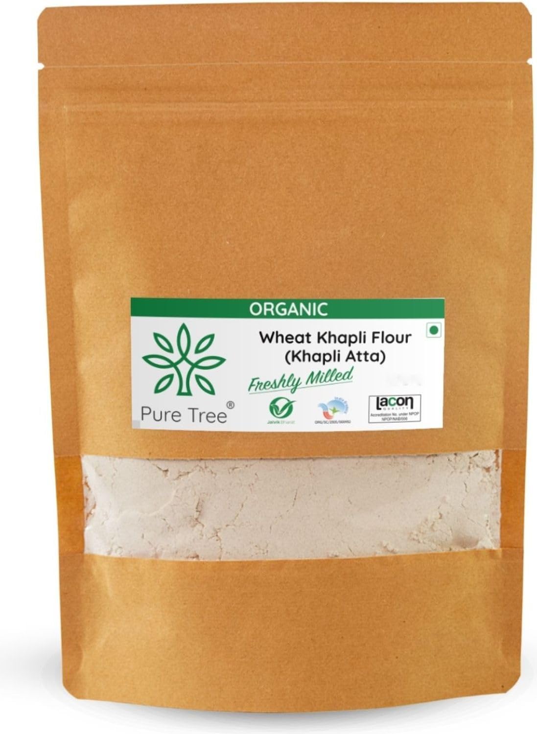 Pure Tree Certified Organic Freshly Milled Wheat Flour (Khapli Aata) | 1800 g | Emmer Wheat Flour | Organic Aata | Khapli Wheat Flour | Gehu ka Aata Rich In Fiber | Low Gluten (B0CFVR777T) Amazon Price History, Amazon Price Tracker