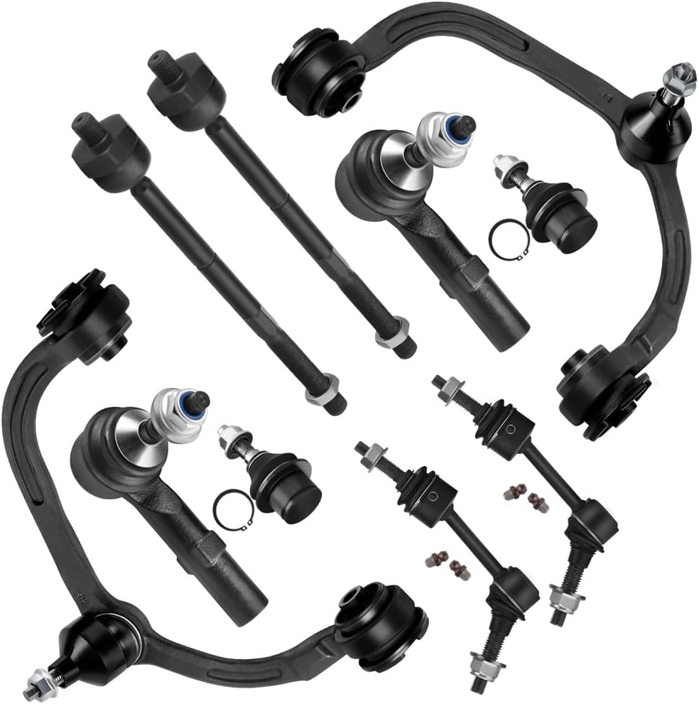 10pc Set Front Suspension Kit For Models w/Standard Suspension - Upper Control Arm Tie Rod End Sway Bar Link Ball Joint Replacement for 2004-2006 For Ford Expedition For Lincoln Navigator