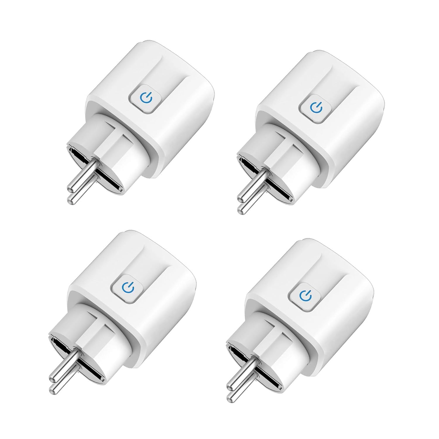 Presa connessa WiFi Intelligente 16A, Controllo tramite App Mobile e Vocale, Compatibile con Alexa e Google Home, Rete 2.4 GHz (4 pezzi set)
