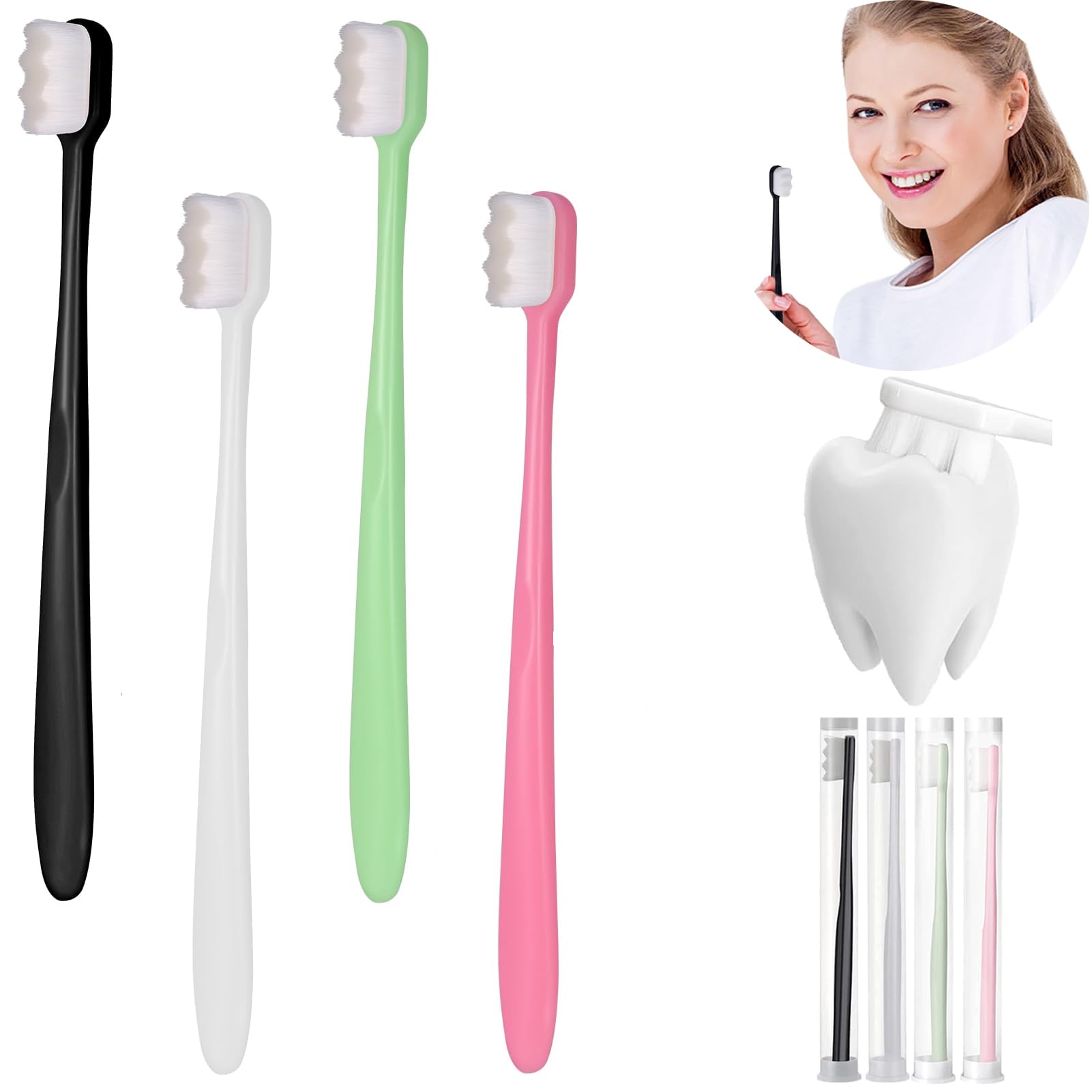Extra Soft Toothbrush for Sensitive Gums, Premium Nano Toothbrush with 20000 Soft Bristles, Nordic-Inspired Ultra-fine Soft Toothbrush for Sensitive Gums and Teeth (4 Pcs)