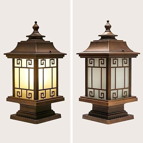 Miniatura 6 de XBWEI - Lámpara de poste para jardín, villa de patio, luces de columna, luces de patio, lámpara al aire libre, E27, terraza, luz de calle,