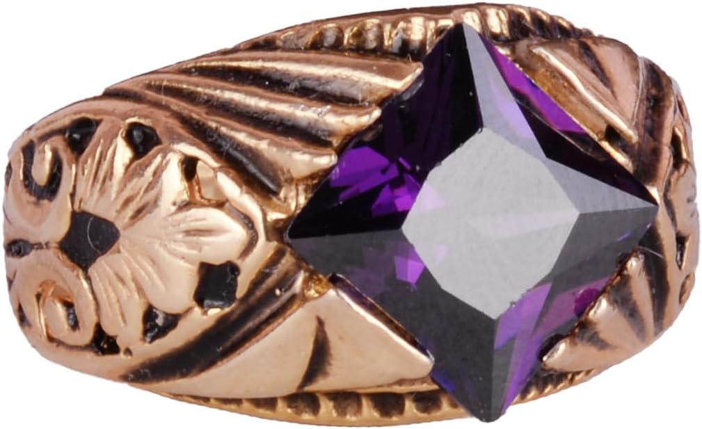 Gold Plated 925 Sterling Silver Ring with Created Stone - Unisex Elegant Jewelry