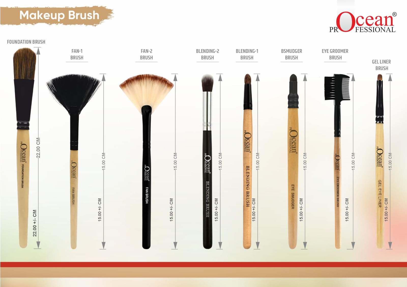 Ocean Professional Fan Brush 02 – Matte Black Professional Series Edition | Soft Synthetic Bristles for Highlighter, Powder, Finishing & Skincare | Natural Wood Handle, Black Aluminium Ferrule for Flawless Application 3