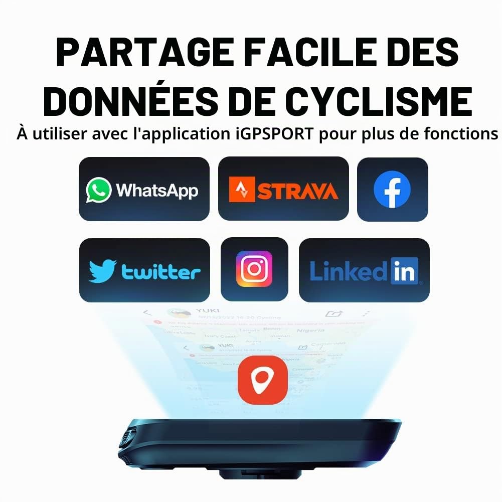 iGPSPORT Compteur kilométrique GPS Ant+ Ordinateur sans Fil Vélo 40 Heures Autonomie Batterie
