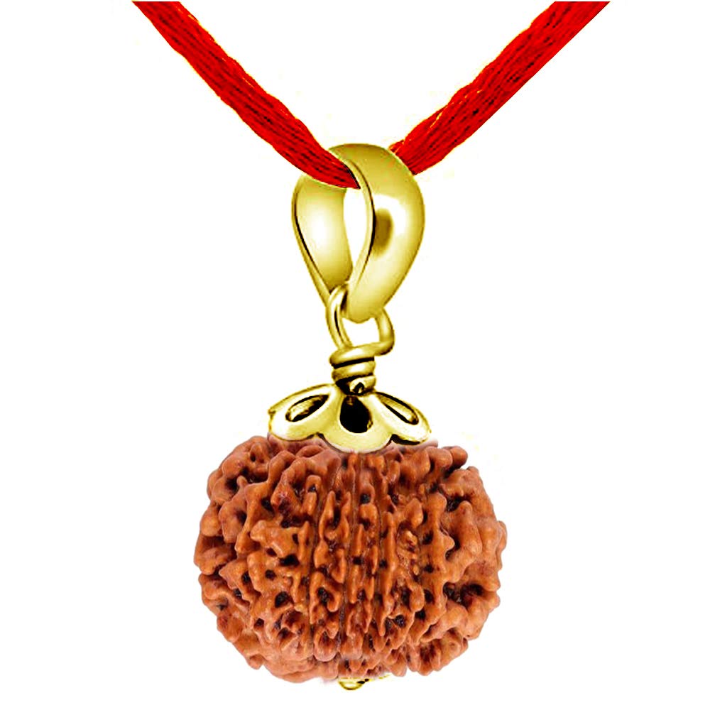 Choose Your Natural Certified Nepali Rudraksha 1 to 13 Mukhi Faced Yellow Gold Plated Pendant-image-40