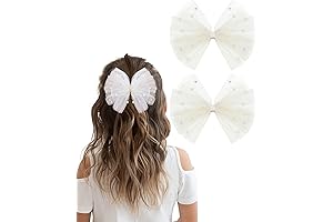 2PCS White Pearl Bow Hair Clips for Girls Toddlers