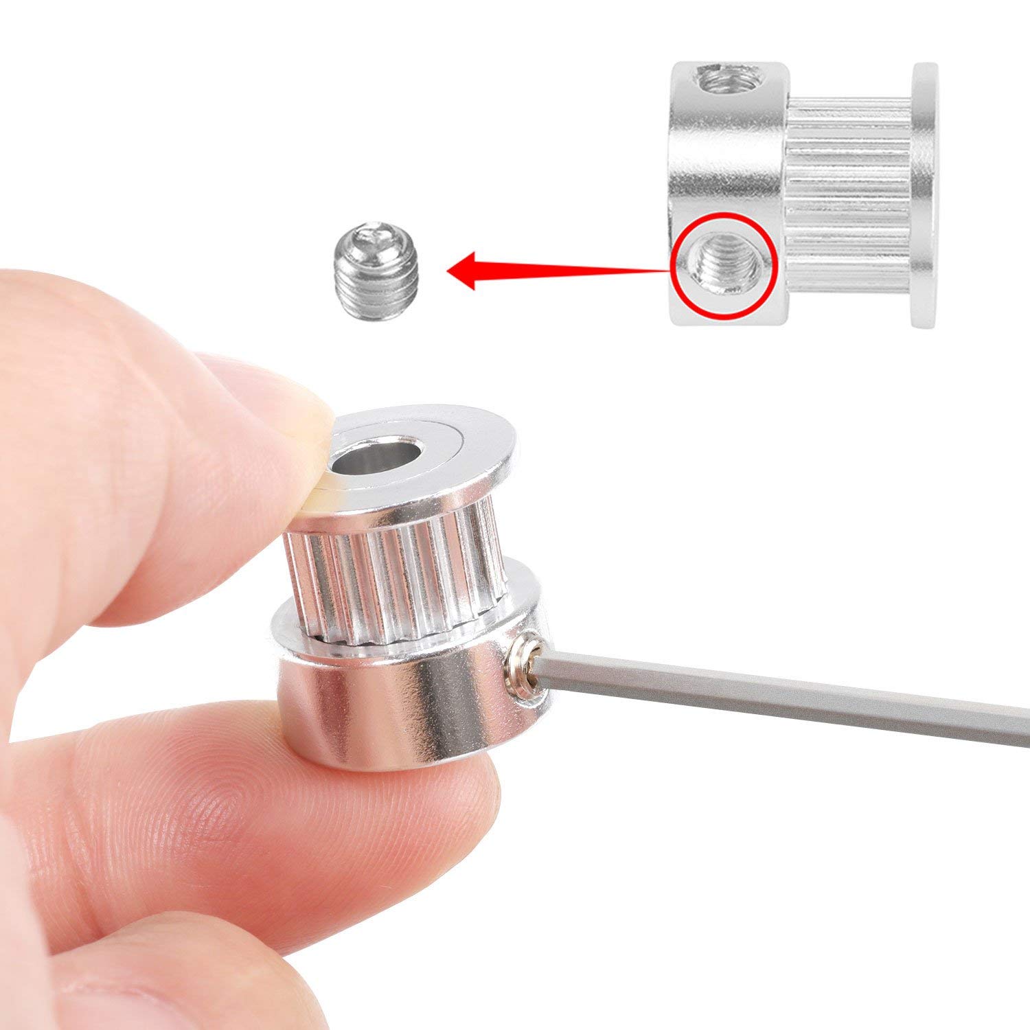 Best Cyber Deals 🔥 GT2 Timing Belt Pulley, 8pcs 5mm 20 Teeth Timing Pulley Wheel and GT2 5 Meters Rubber 2mm Pitch 6mm Wide Timing Belt with Allen Wrench for 3D Printer CNC by Beauty Star