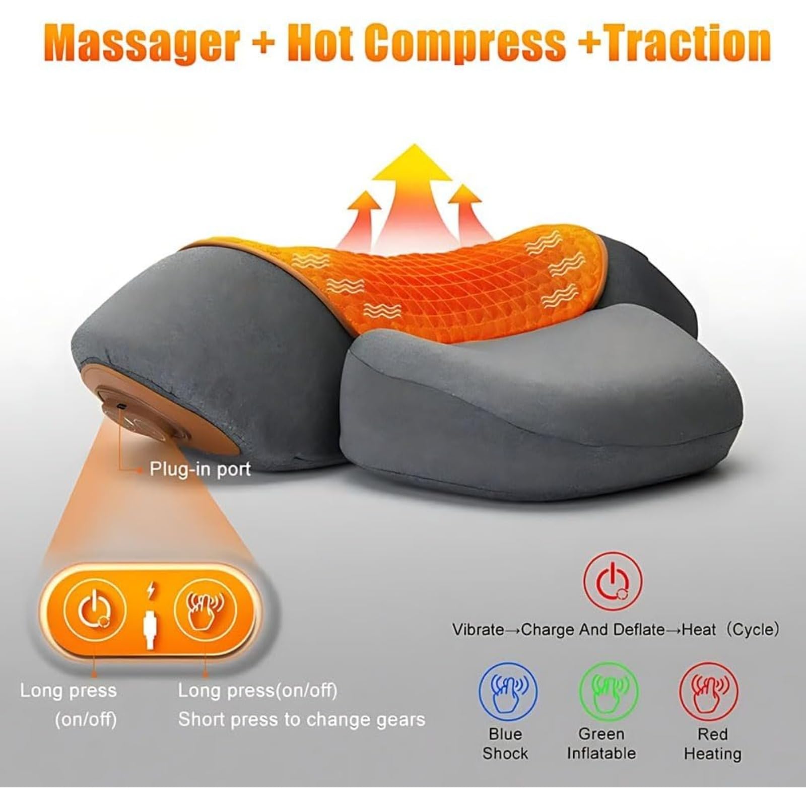 3-in-1 Callixe Thera Pillow Massage Neck Hump Comfort Support for Neck Shoulder Upper Back, Memory Foam Pillows Portable Relaxation for Home Office Travel — view 3